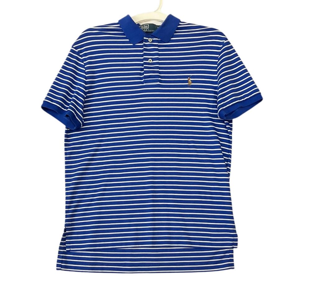 Polo Ralph Lauren Men's Blue/White Striped Classic Fit Soft Touch Polo SZ M